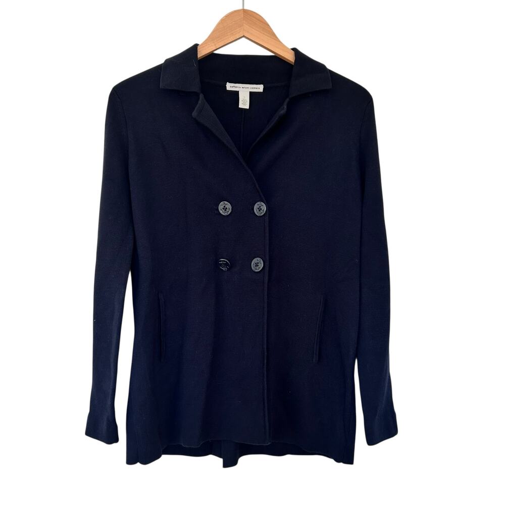 Cotton by Autumn Cashmere Navy Button Front Sweater Sz S